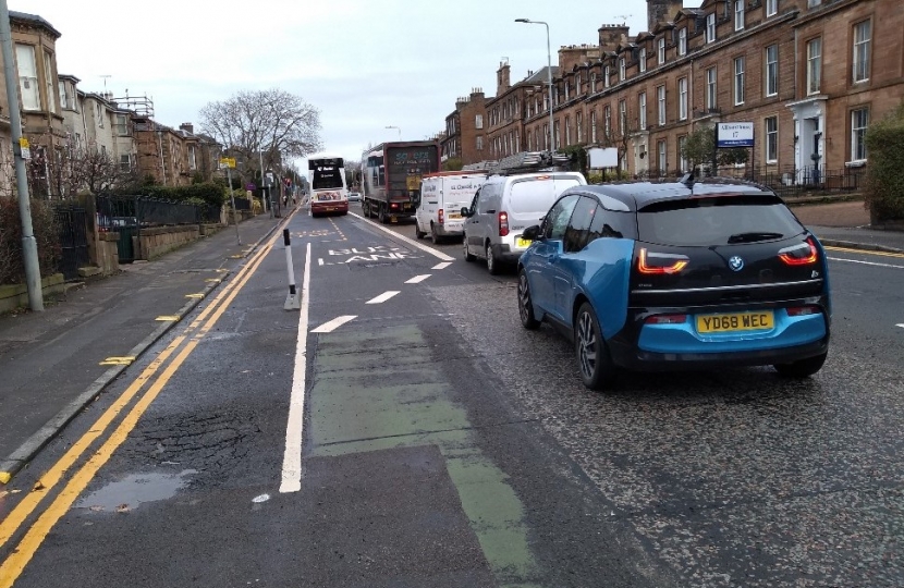 Cycle lane need repair and traffic congestion
